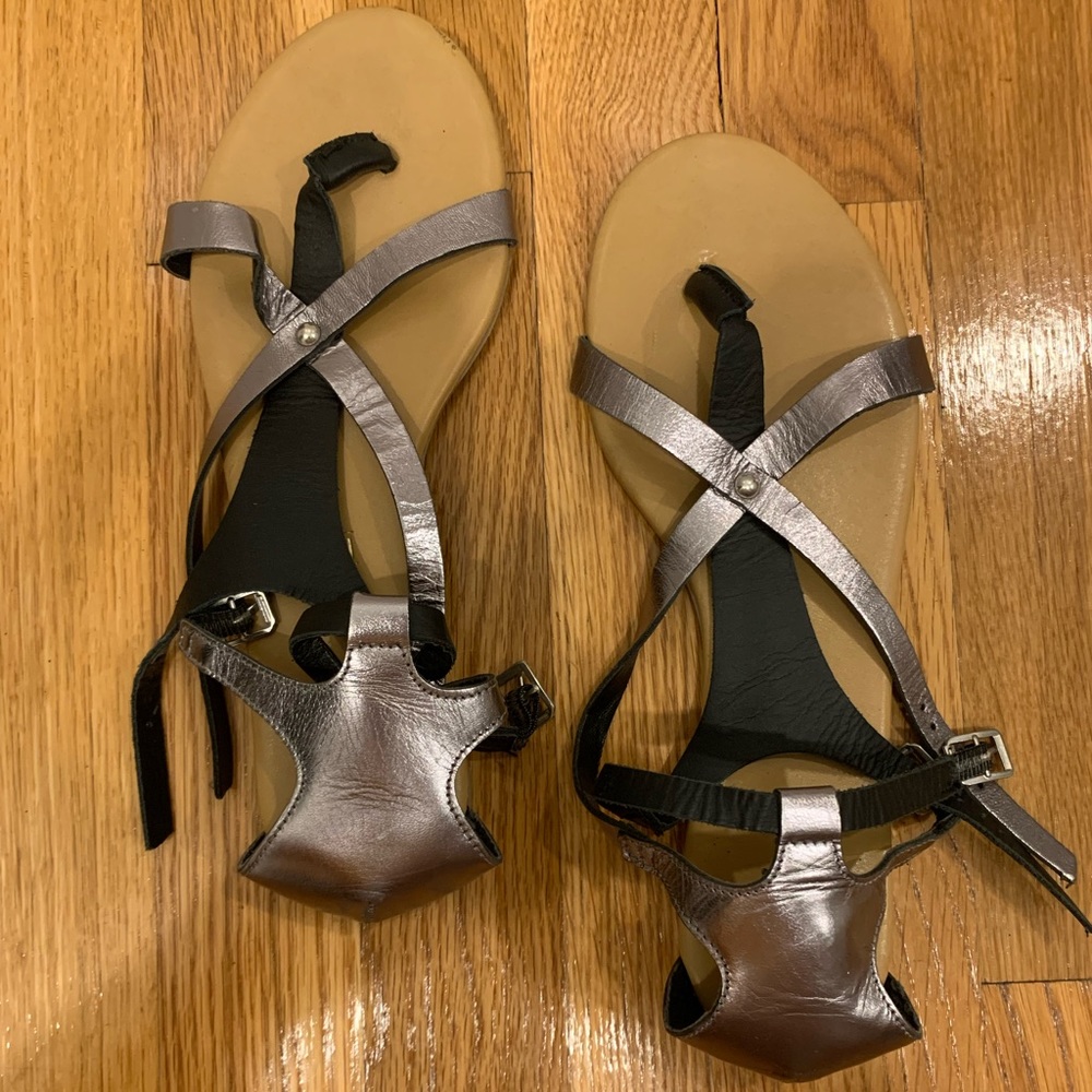Black/Silver Gladiator Flat Strappy Sandals